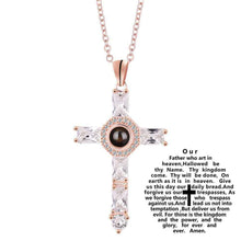 Load image into Gallery viewer, Cross Necklace I Love You 100 Languages Projection
