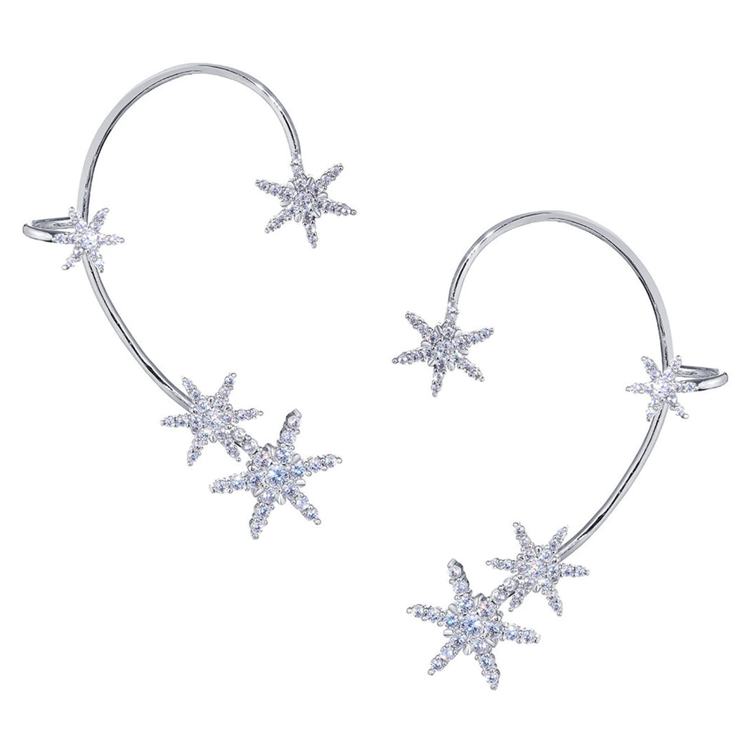 Ear Cuff Snowflake Earrings